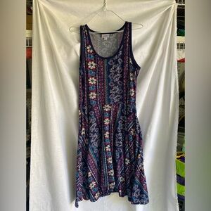 LuLaRoe Navy and Fuchsia Floral Maxi Dress